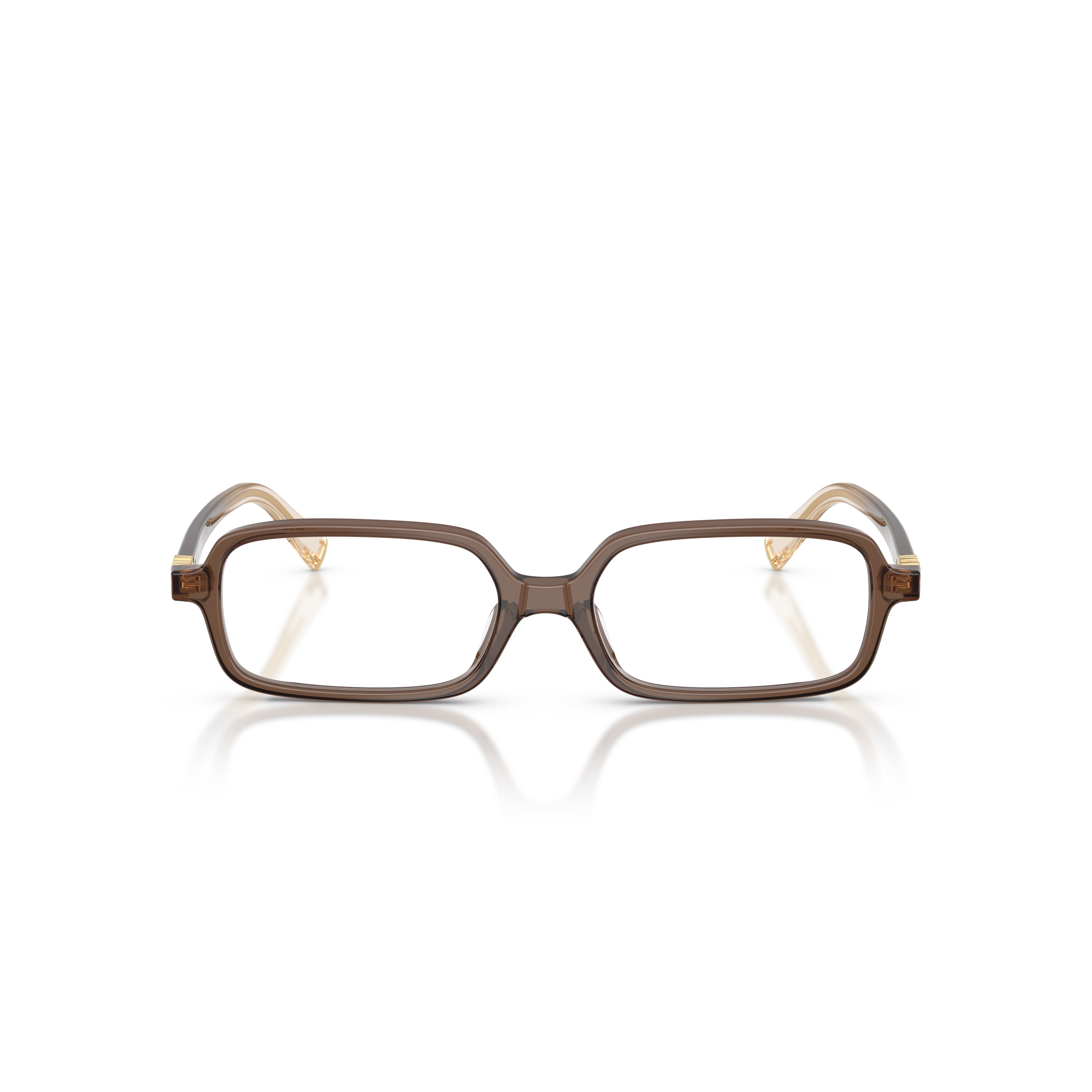 0mu 01yv Translucent Brown Acetate Rectangular Eyeglasses