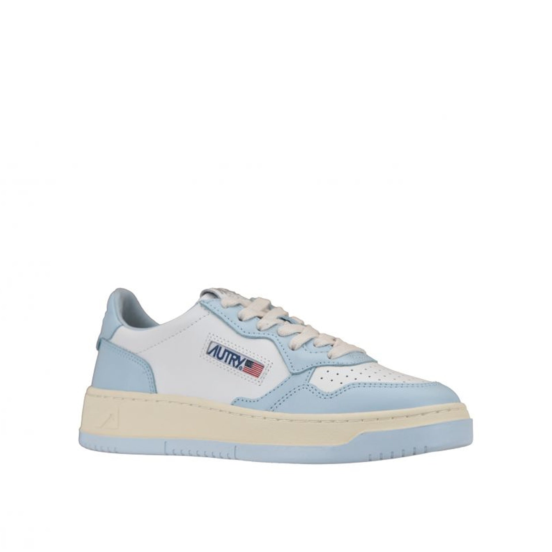 Bicolore Leather Low-Top Sneakers With Lace-Up Fastening