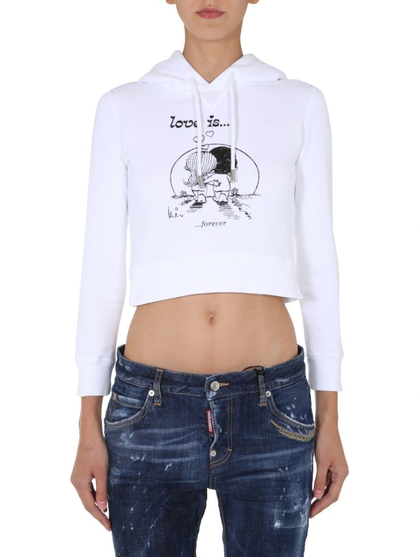 Cropped Hoodie With Playful Graphic