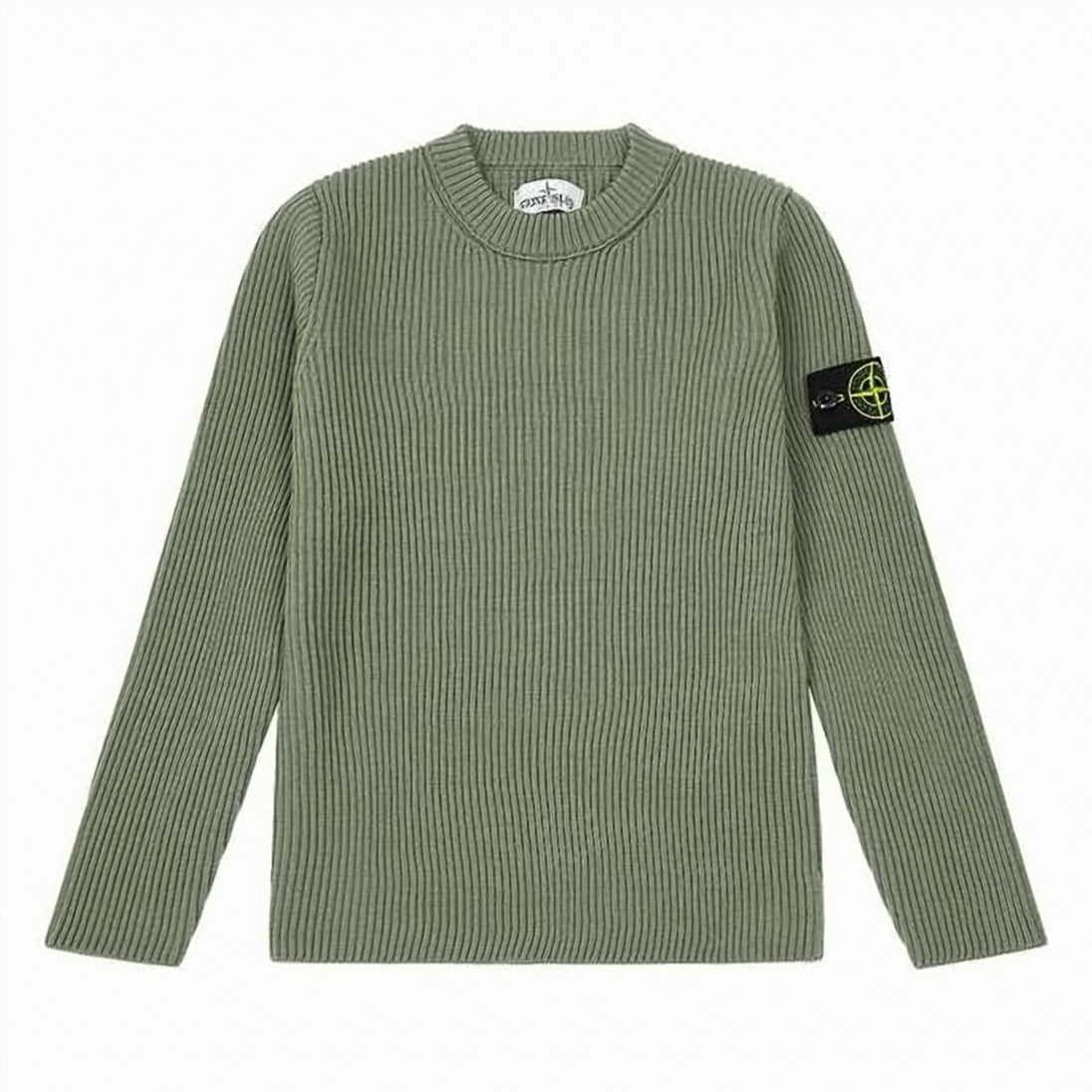 Ribbed Knit Sweater with Patch Detail