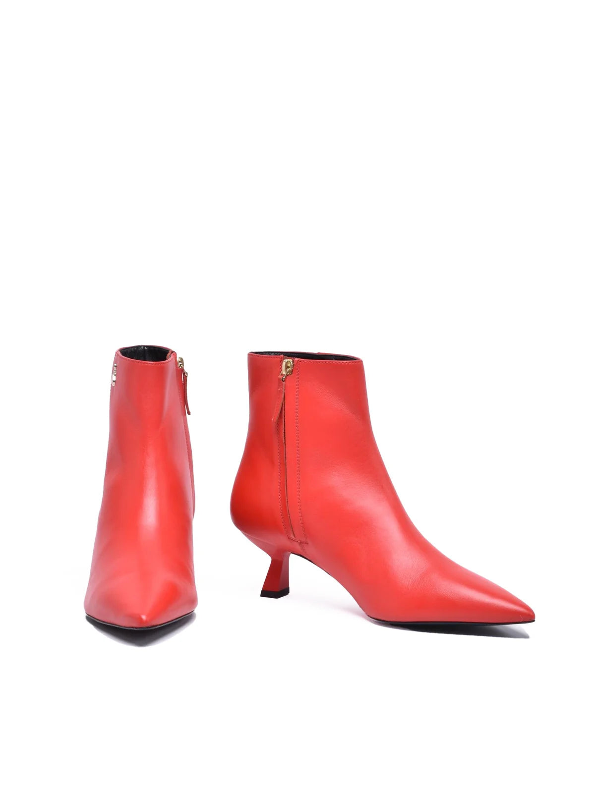 Red Leather Women's Leather Heel Ankle Boot