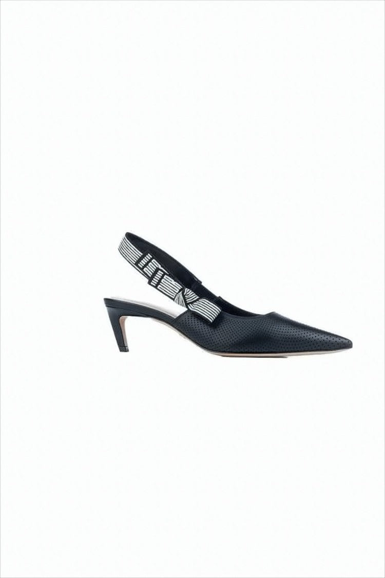 Perforated Leather Pump With Slingback Strap
