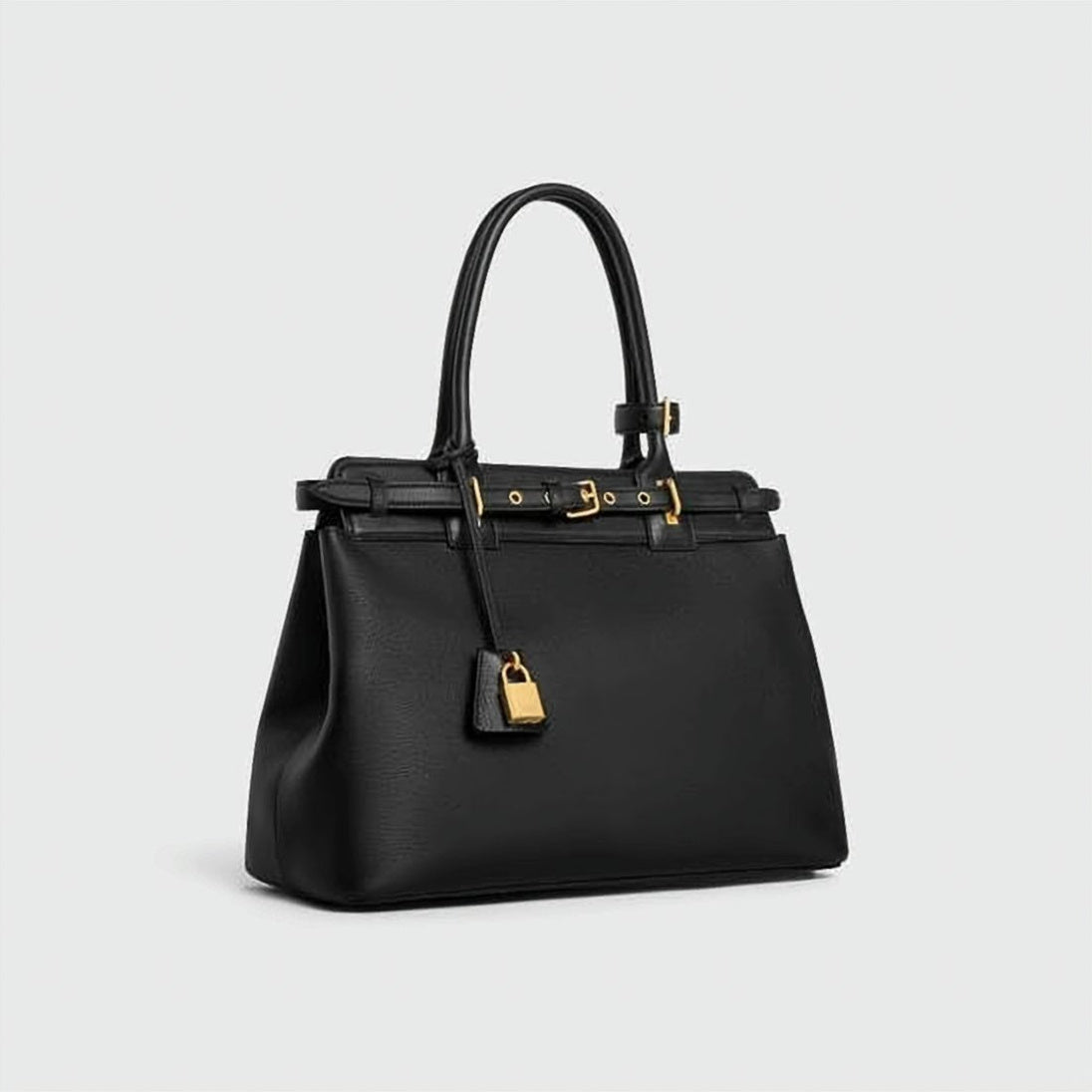 Structured Calf Leather Shoulder Bag