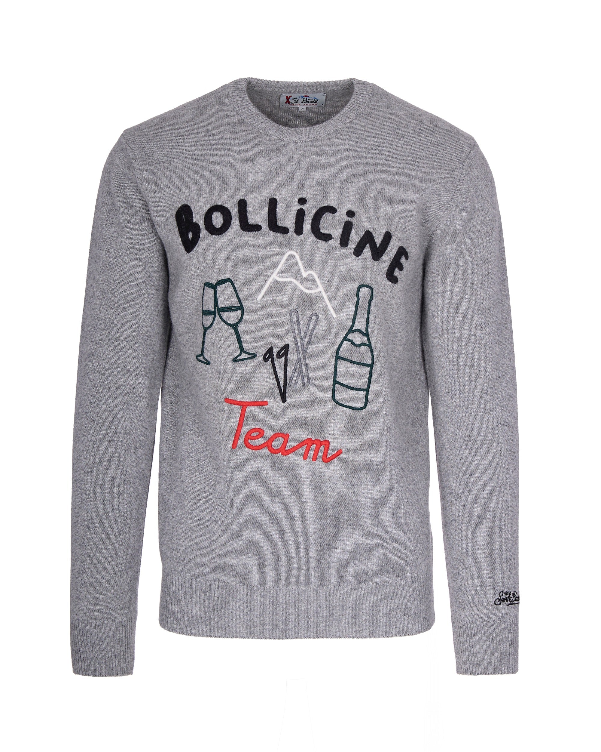 Crewneck Sweater with Contrast Embroidery