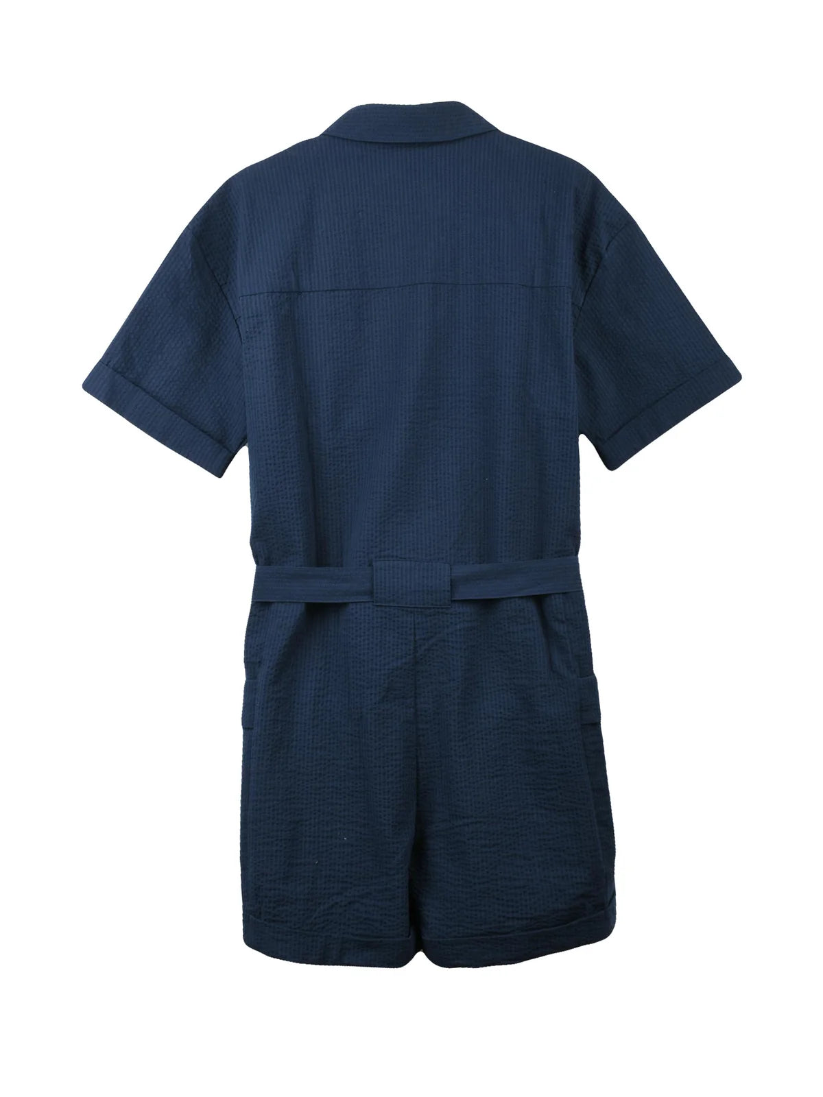 Blue Cotton Elastane Stretch Jumpsuit