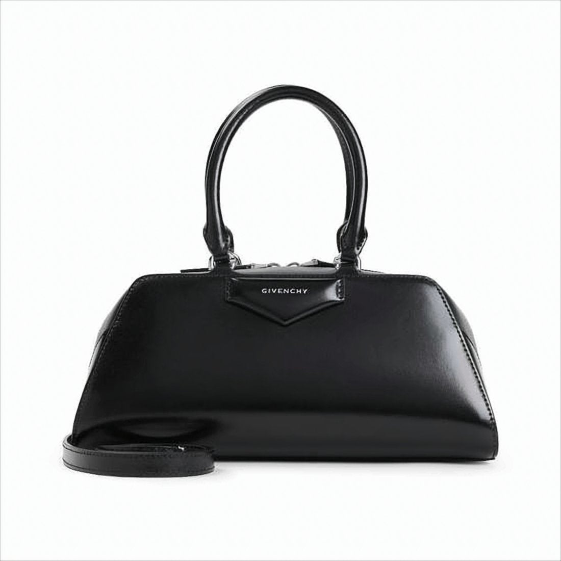 Structured Black Calf Leather Tote Bag