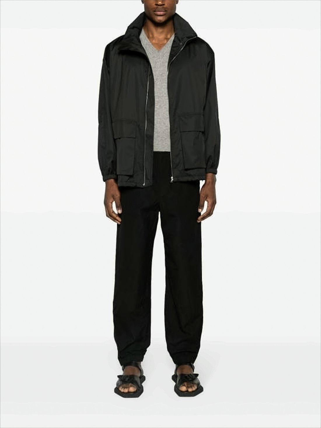 Relaxed Fit Black Wool Jogger Pants