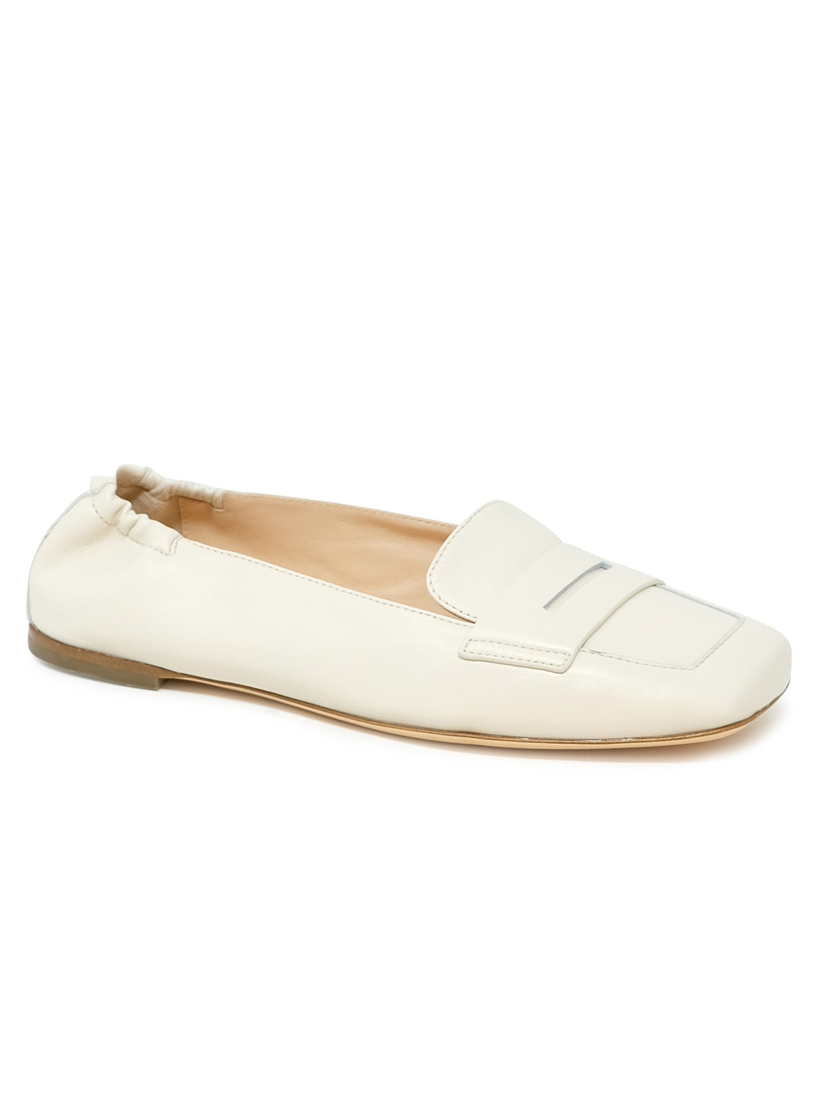 Cream Leather Loafers with Classic Penny Strap