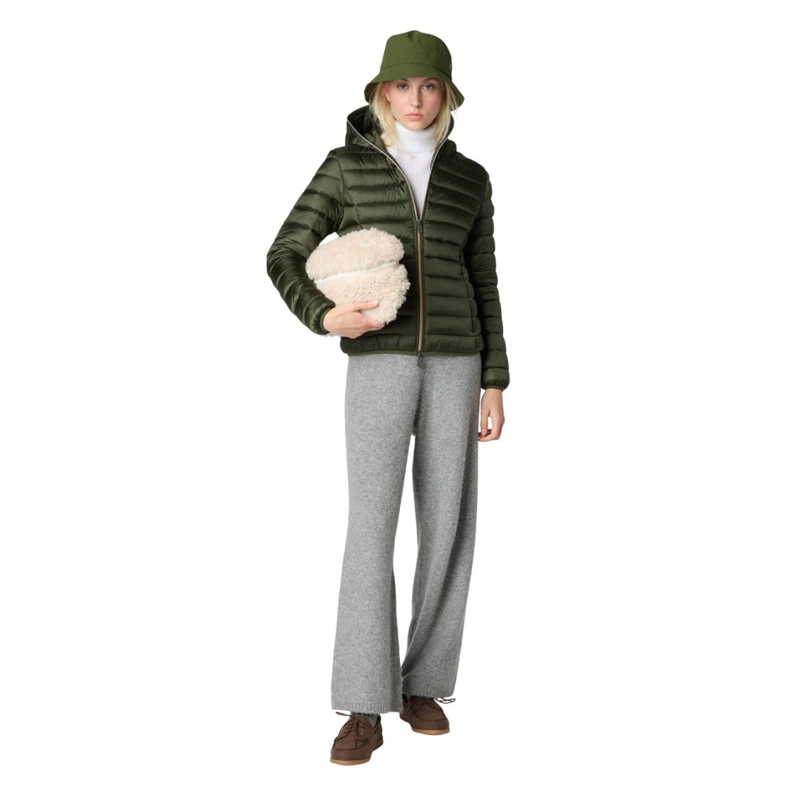 Lightweight Quilted Coat with Zip-Up Hood