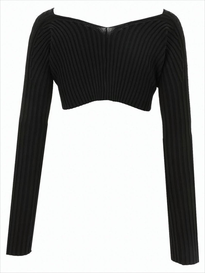 Ribbed Cropped Cardigan with Off-Shoulder Neckline