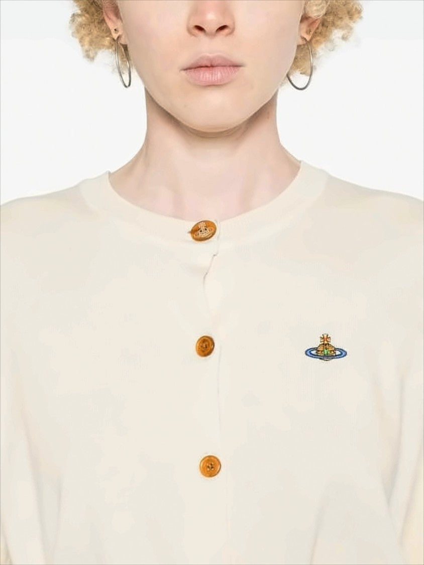 Classic Round Neck Cardigan with Contrasting Buttons
