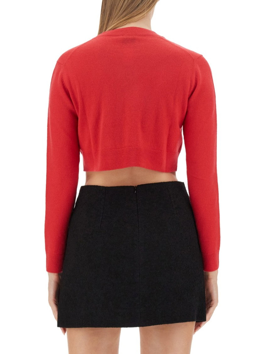 Cropped Red Shirt In Merino Wool