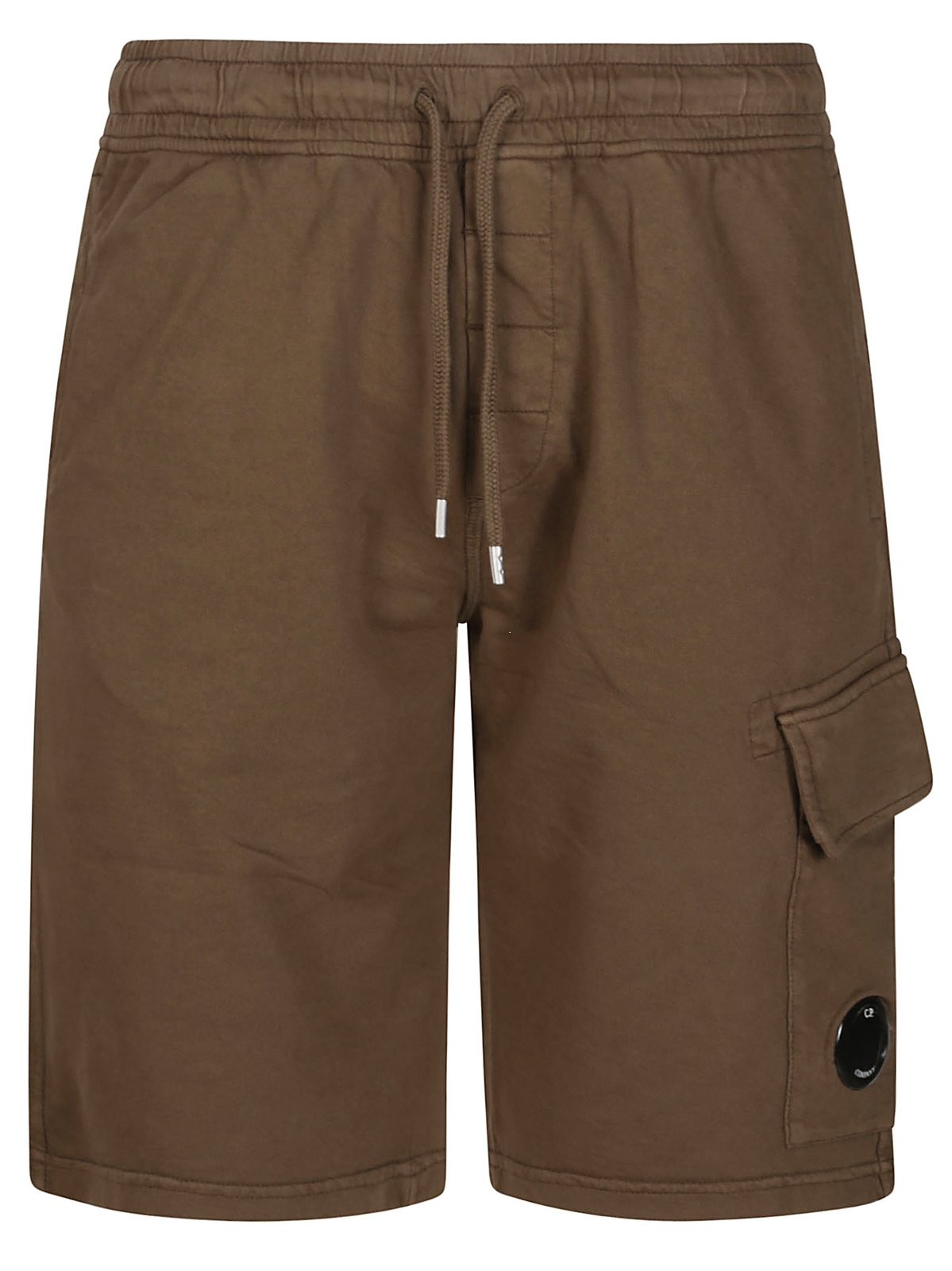 Tailored Brown Shorts With Drawstring Waist And Cargo Pocket