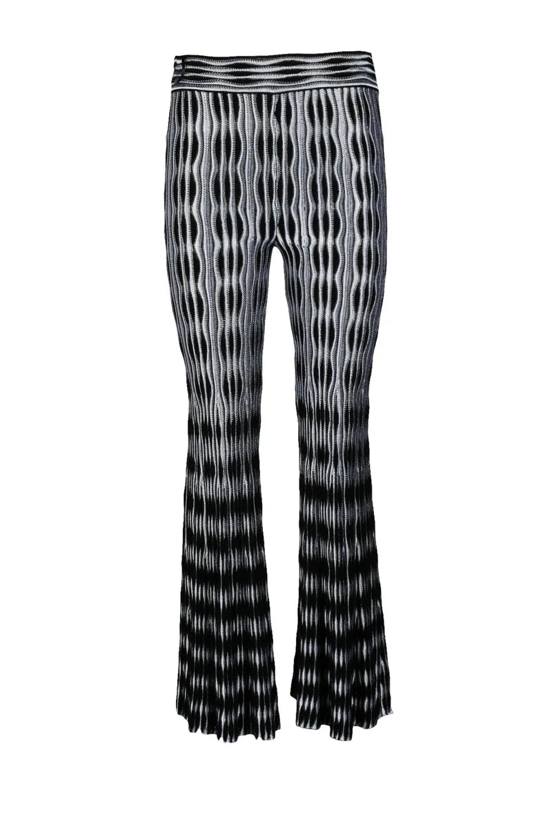 Black and White Vertical Wavy Pattern Trousers