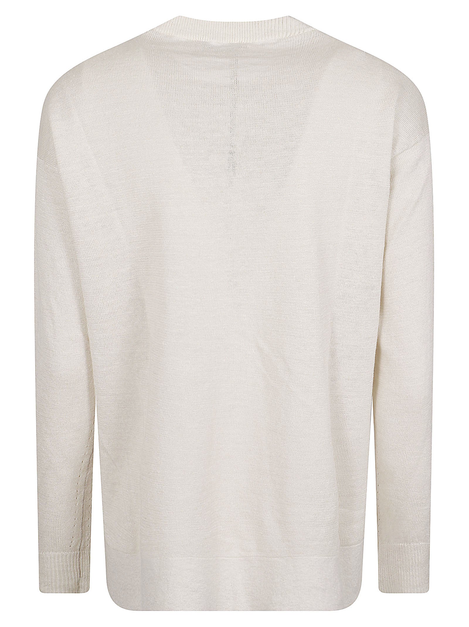 Relaxed Fit Long-Sleeved Linen Top with Ribbed Cuffs
