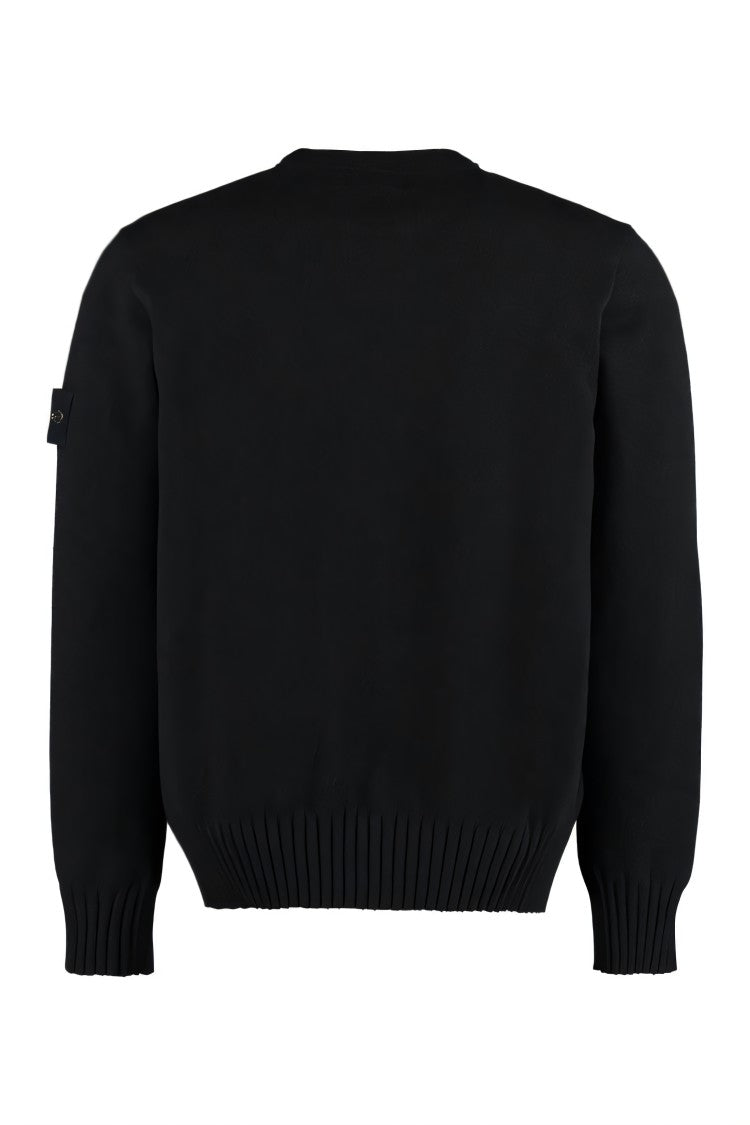 Classic Crew Neck Knit Sweater with Logo Patch