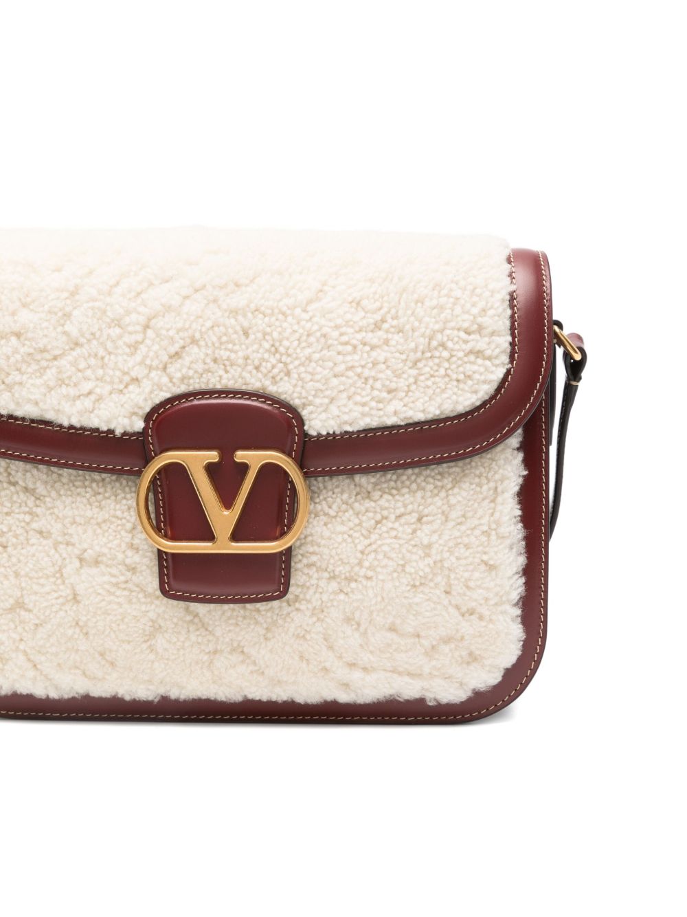 Structured Shearling And Leather Shoulder Bag