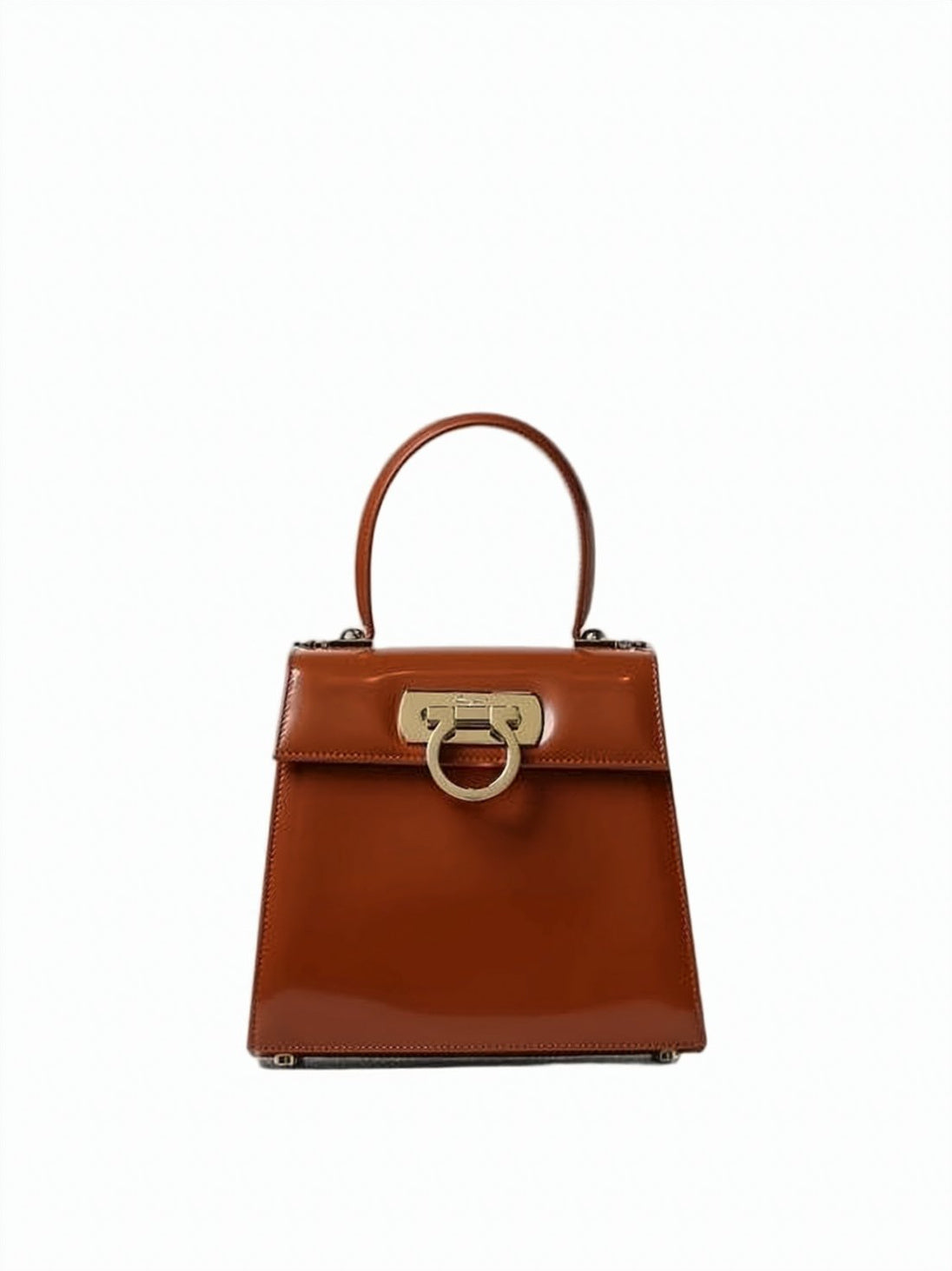 Trapezoidal Brown Cowhide Leather Tote Bag