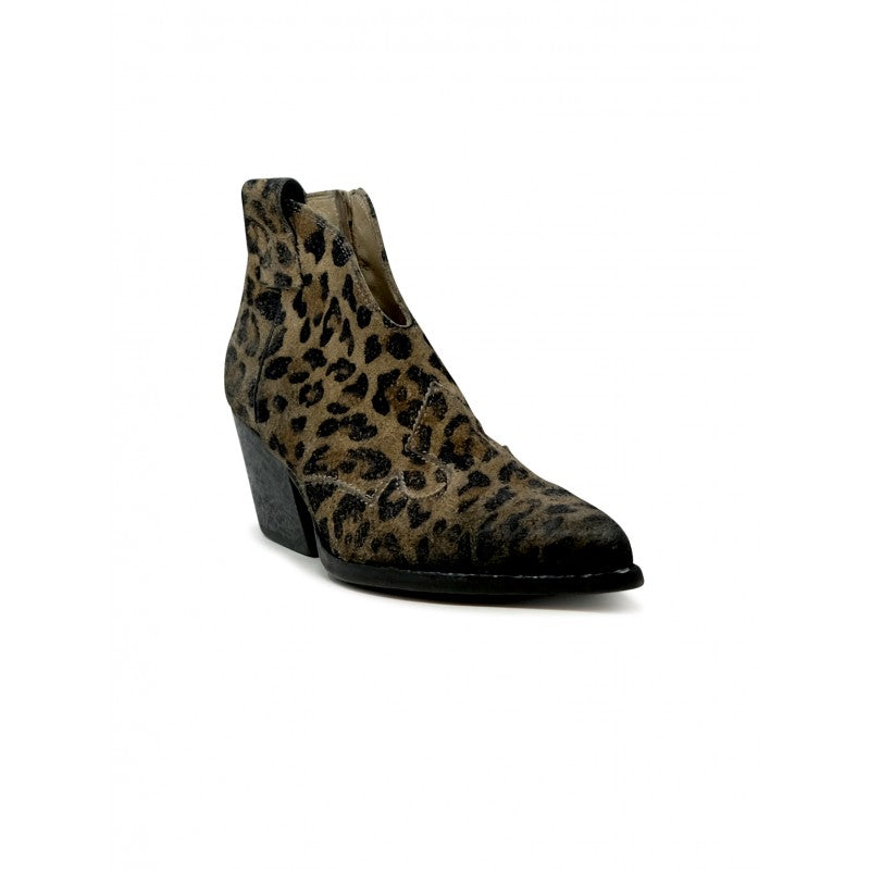 Leopard Suede Texan Ankle Boots