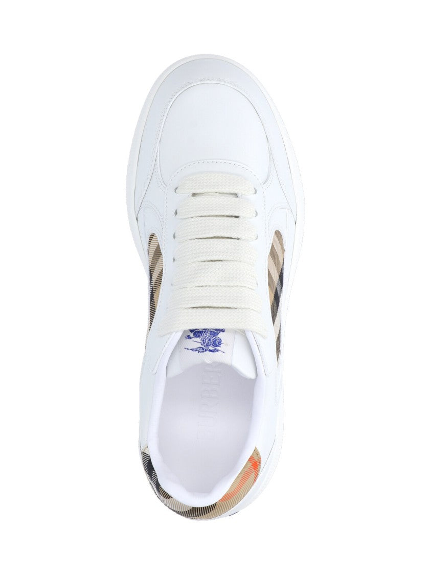 Calf Leather Sneakers With Iconic Check Pattern