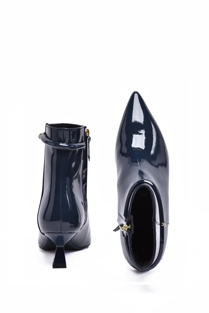 Patent Leather Ankle Boot - Blue