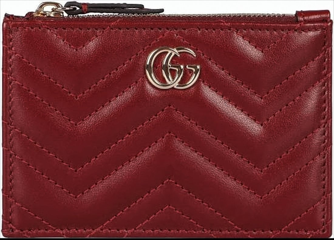 Compact Chevron Quilted Leather Keyring Wallet