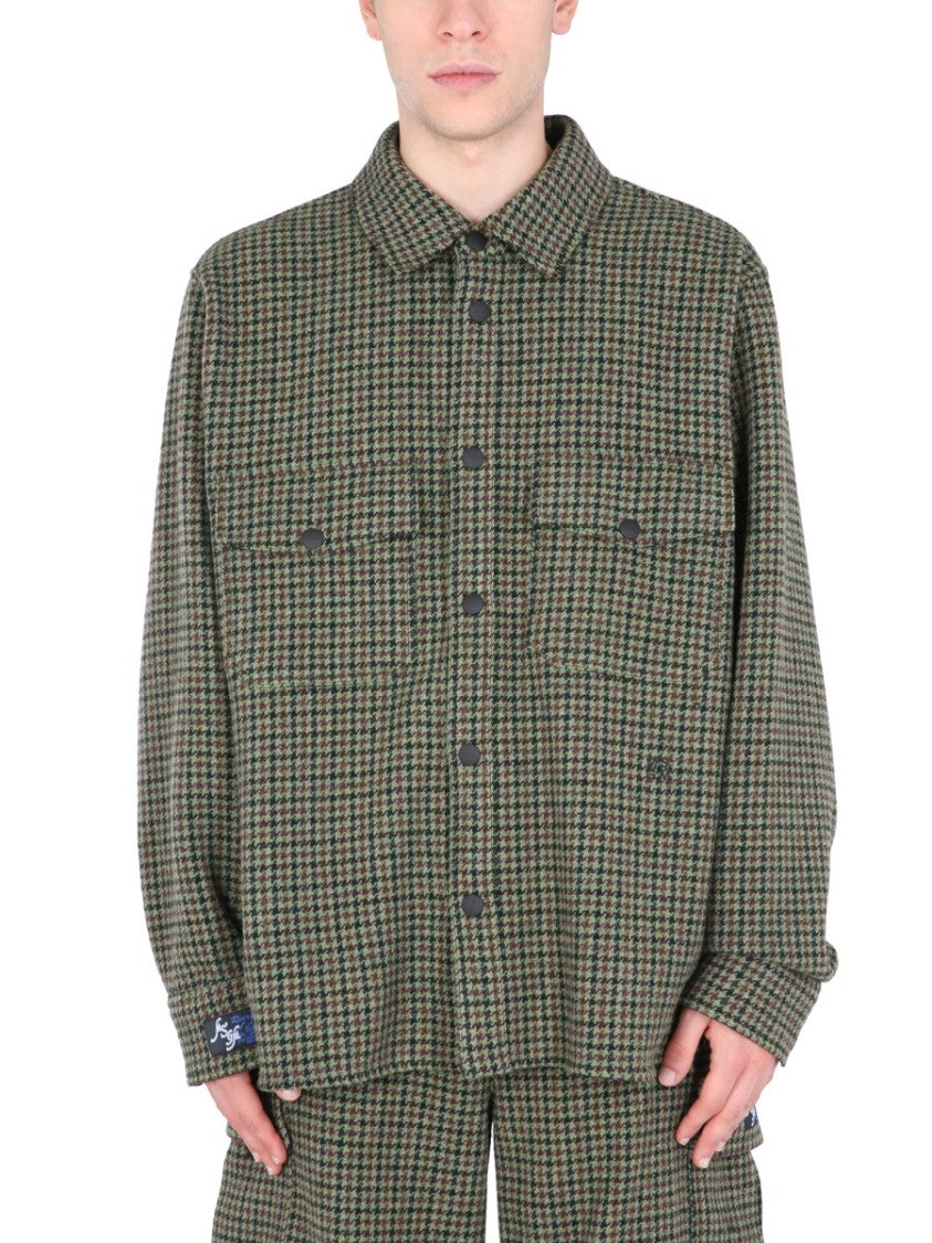 Checkered Wool Shirt With Classic Collar