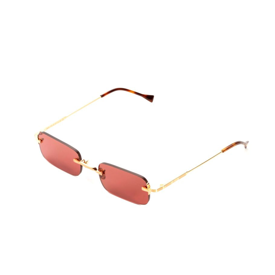 Silas Rimless Rectangular Sunglasses with Gold-Toned Frame