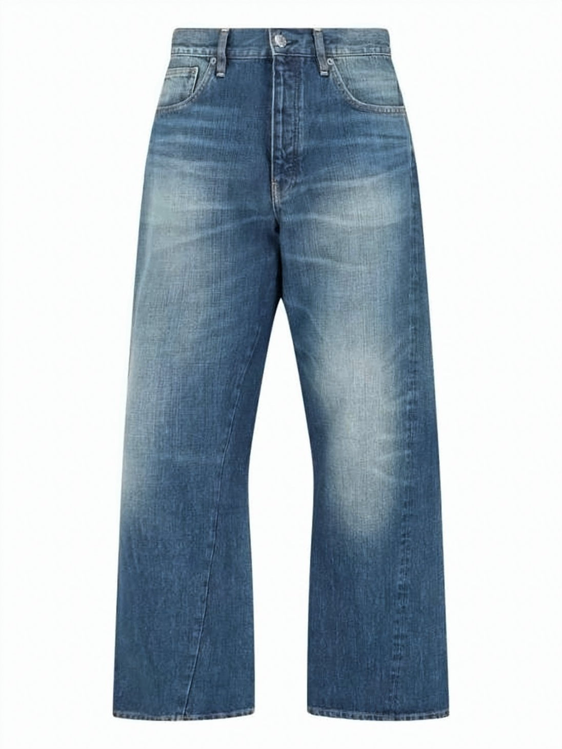 Relaxed Fit Wide-Leg Denim Pants with Classic Five-Pocket Design