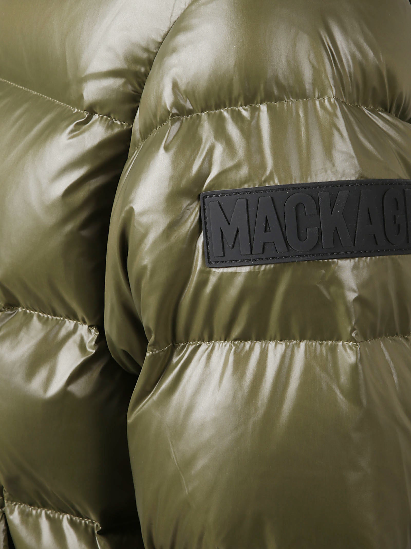 Shiny Quilted Green Padded Jacket With Hood