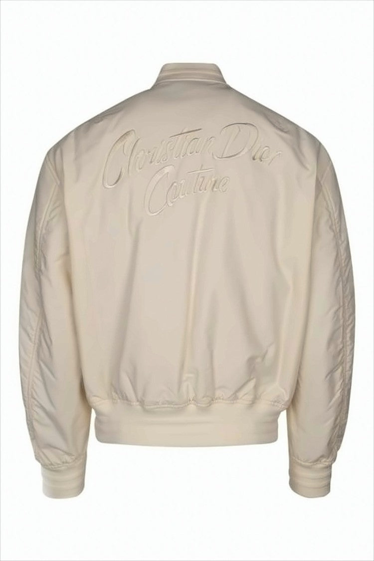 Cropped Bomber Jacket with Structured Shoulders and Logo Details