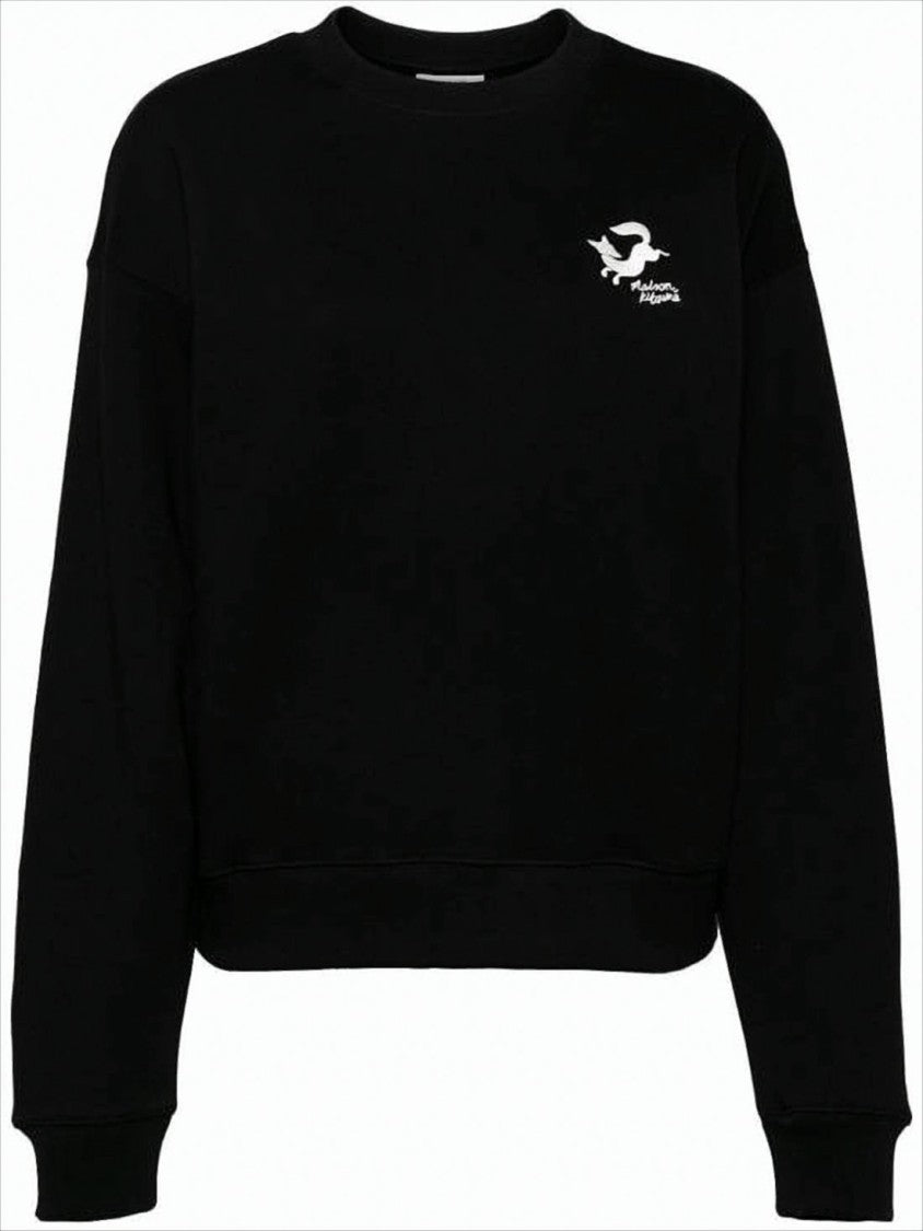 Cropped Long-Sleeve Cotton Sweatshirt With Graphic Logo