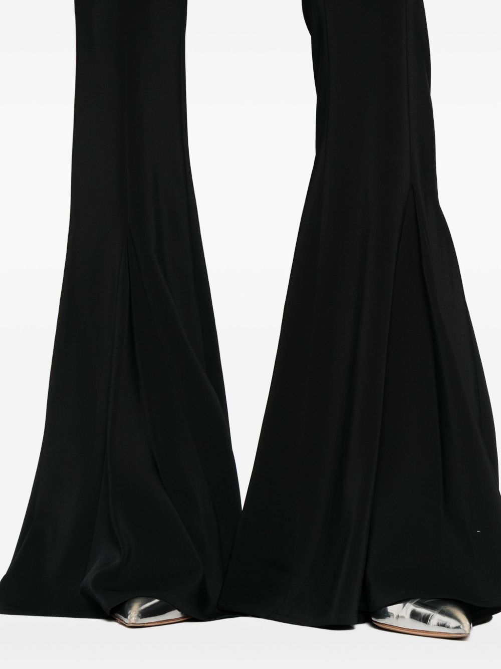 High-Waisted Stretch Viscose Flared Trousers