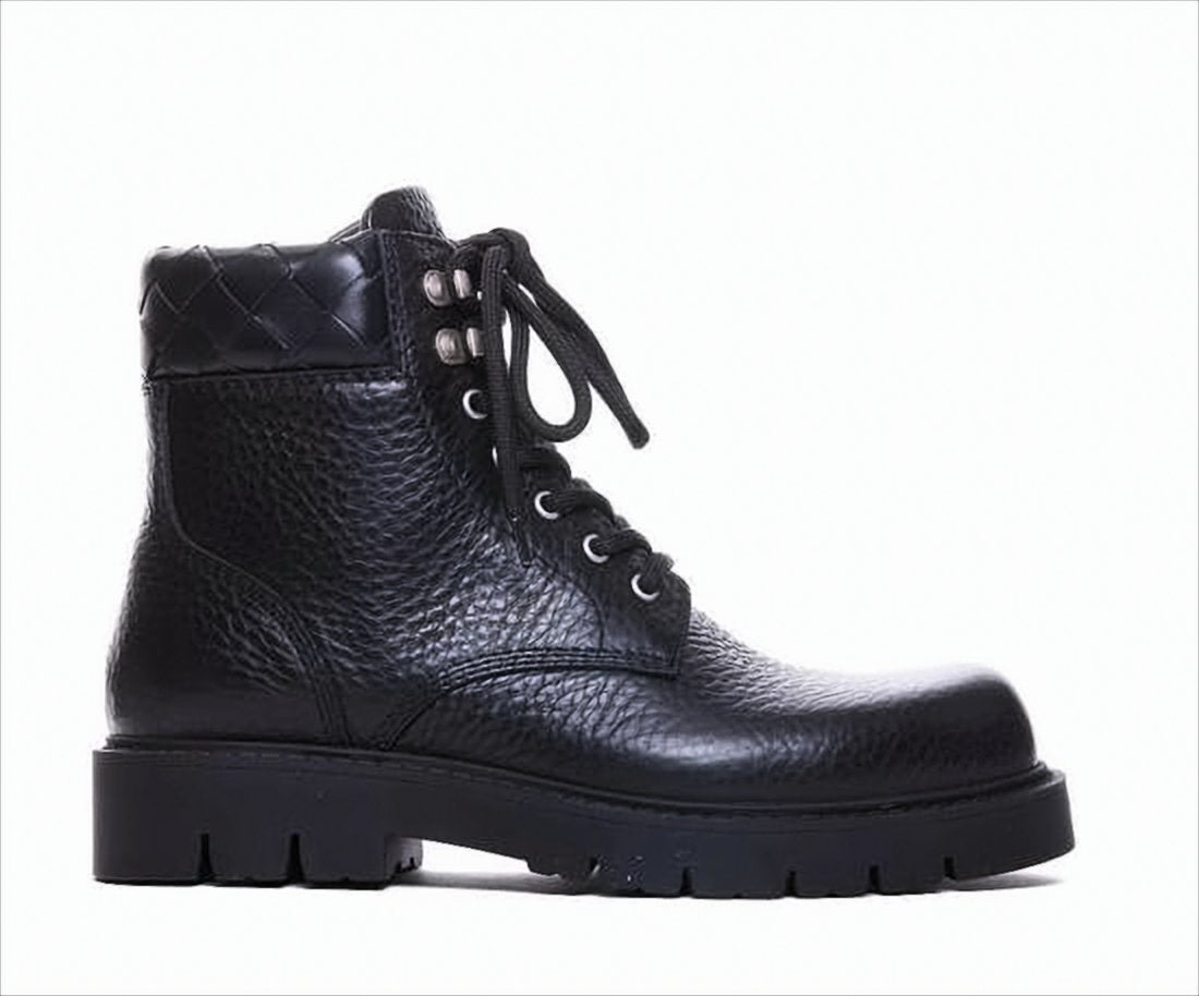 Textured Leather Lace-Up Boots