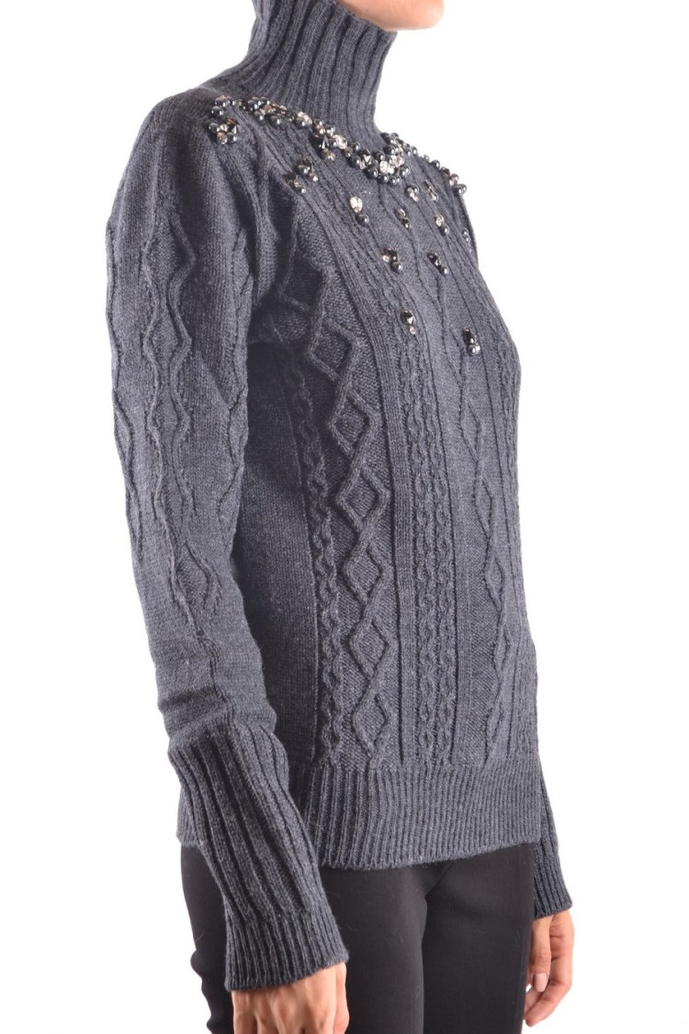 High Ribbed Turtleneck Sweater With Textured Knit