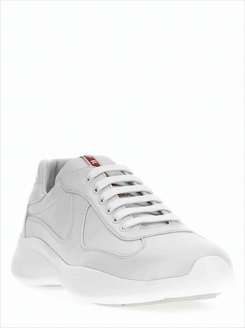 Smooth Leather Sneakers With Textured Rubber Sole And Distinctive Accents