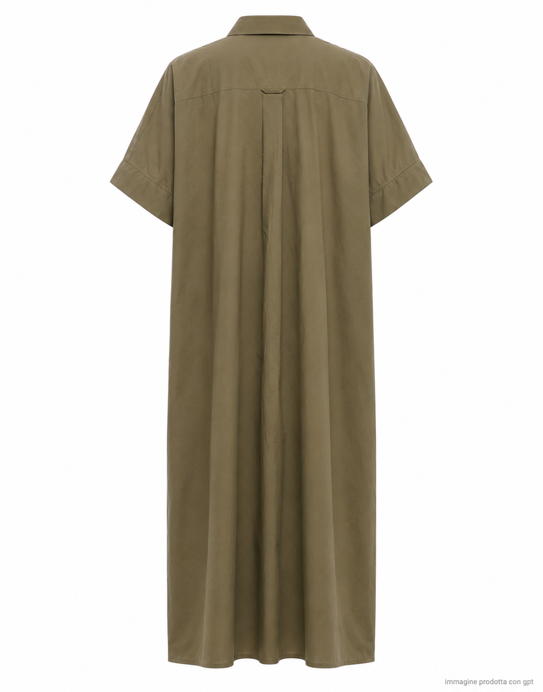 Loose Cotton Poplin Long Shirt Dress with Utility Design