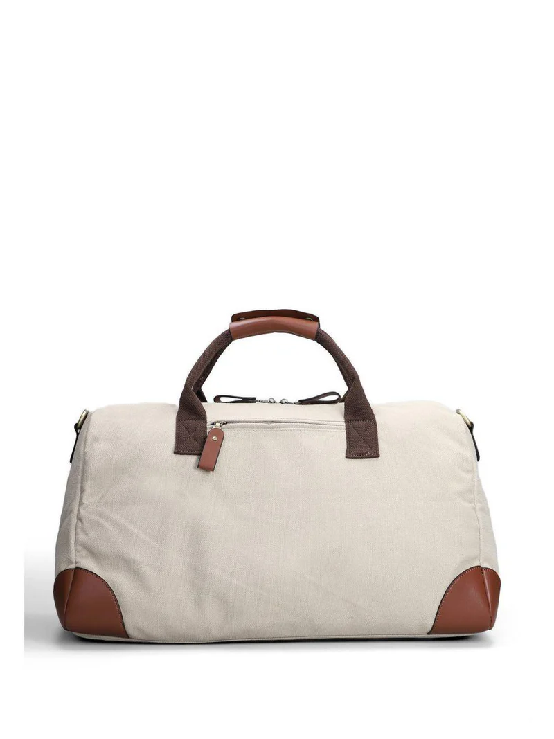 Cylindrical Duffle Bag with Brown Leather Accents