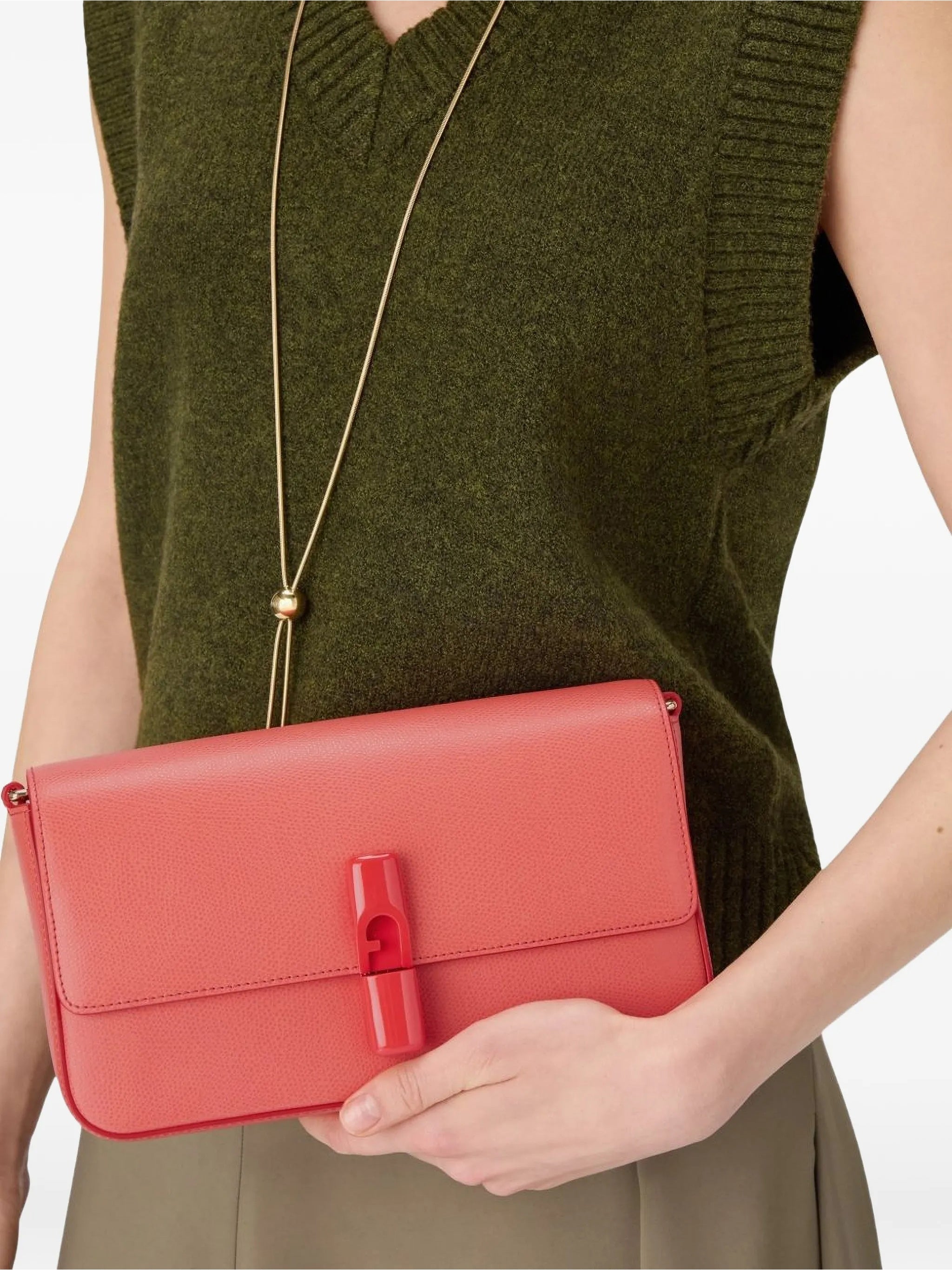 Iride S Rectangular Red Leather Shoulder Bag