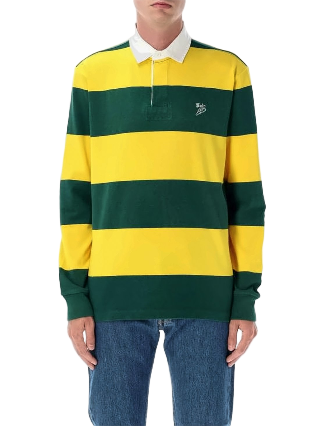 Horizontal Stripe Long-Sleeve Polo Shirt