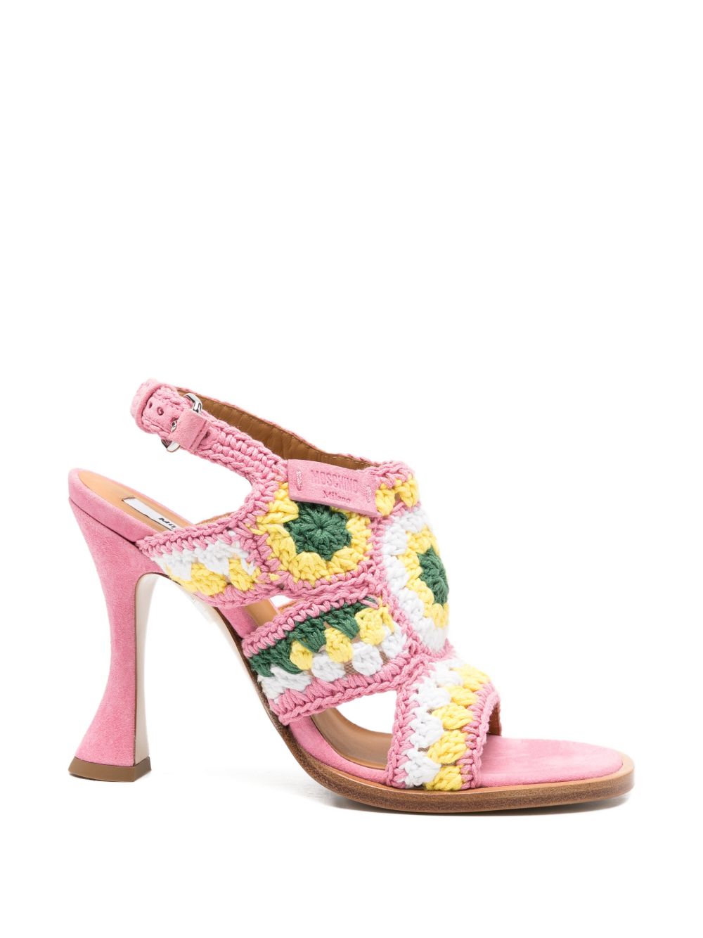 Pink Crochet Knit Slingback Sling Sandals