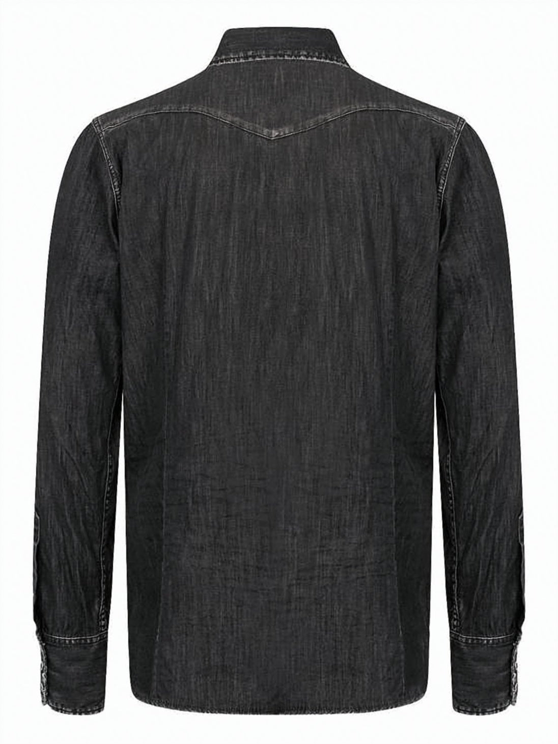 Black Washed Denim Chest Pocket Shirt