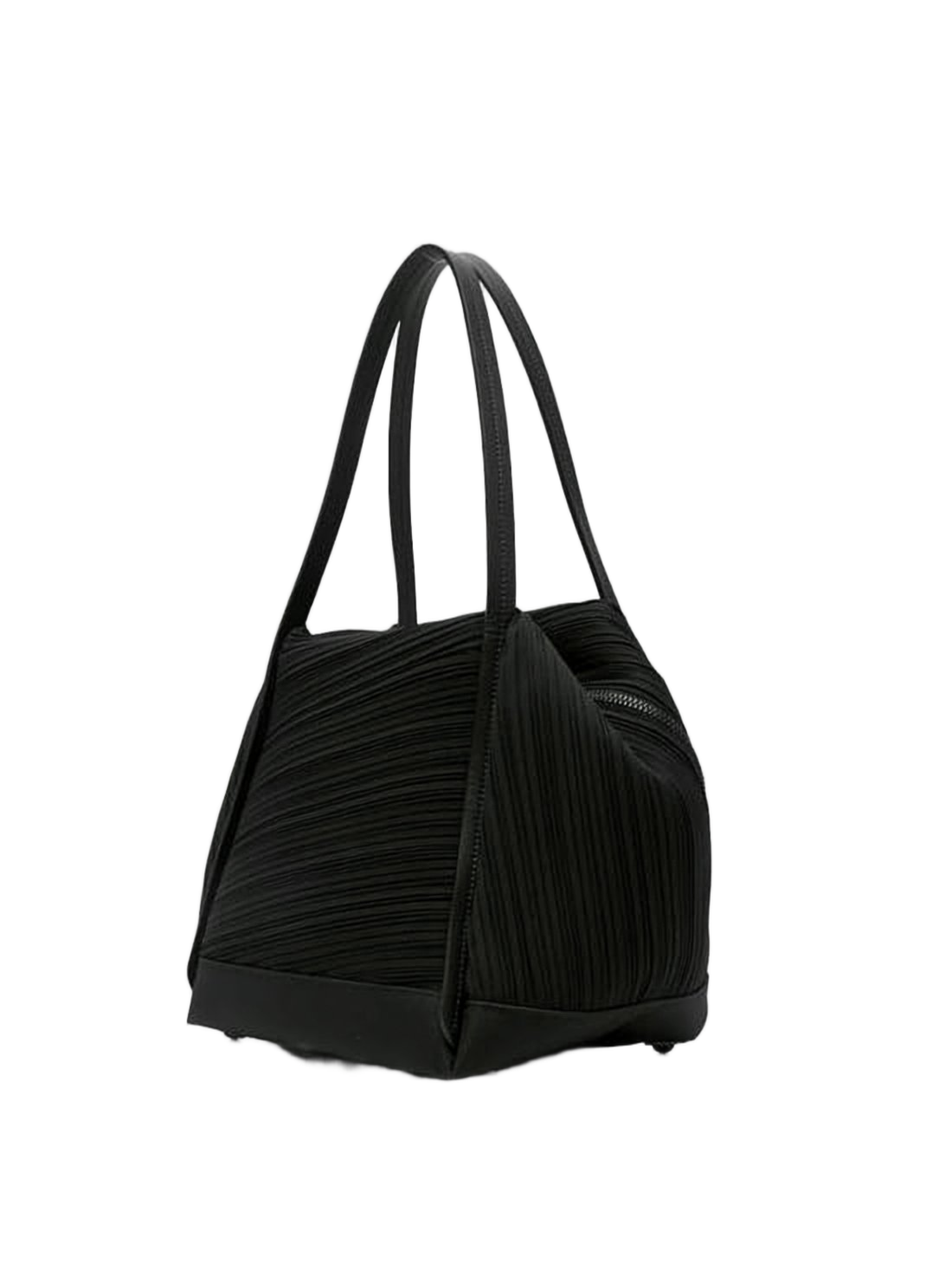 Pleated Design Shoulder Bag with Geometric Structure