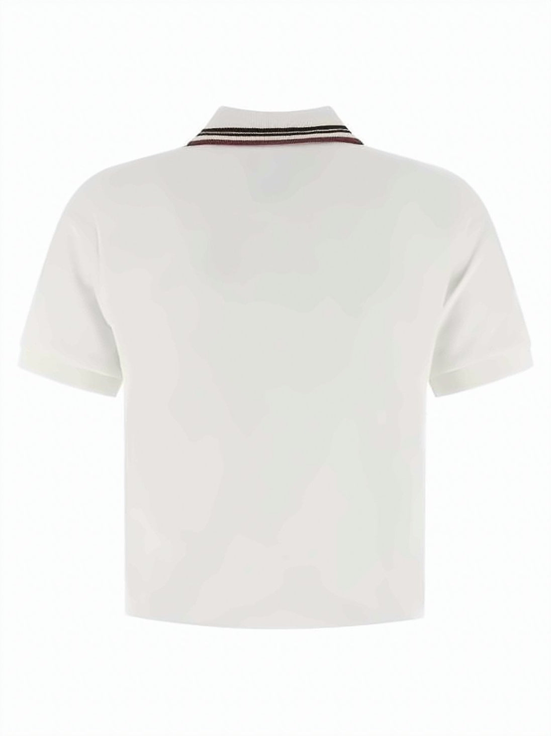 Cropped Polo Shirt with Classic Collar and Contrasting Stripes