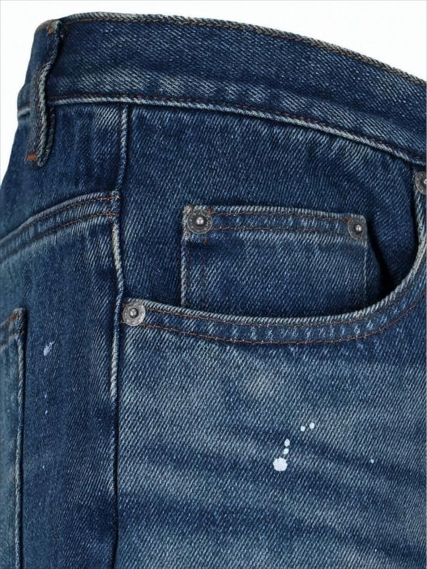 Mid-Blue Straight-Leg Denim Pants