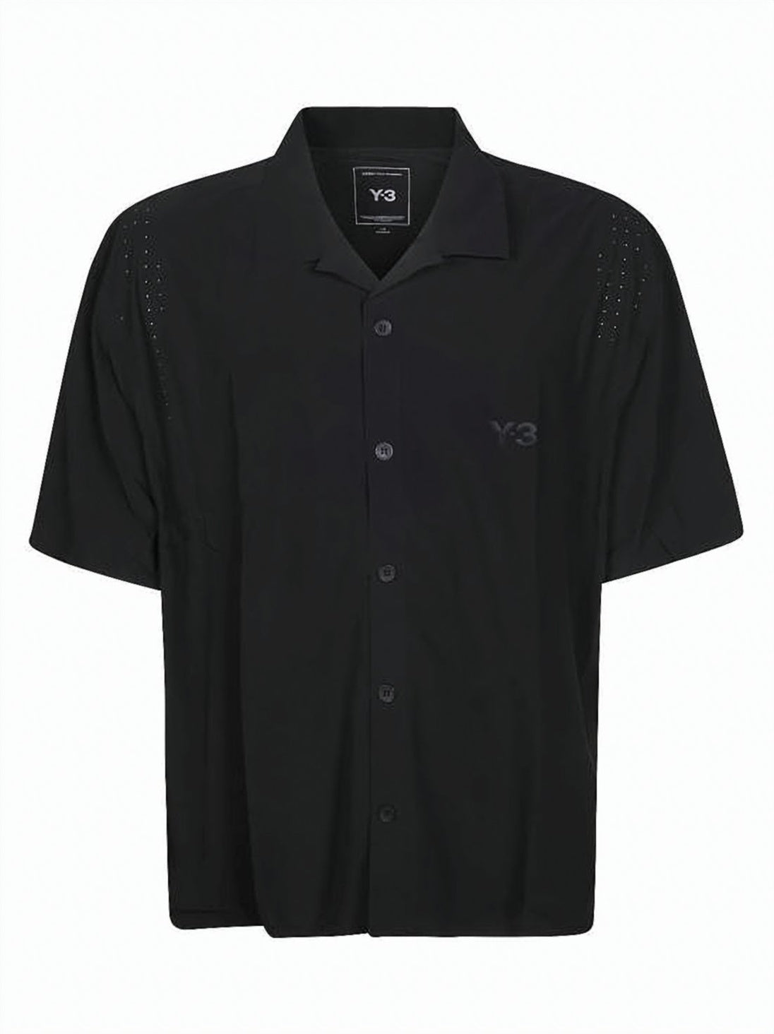 Short-Sleeved Polo Shirt with Perforated Shoulder Details