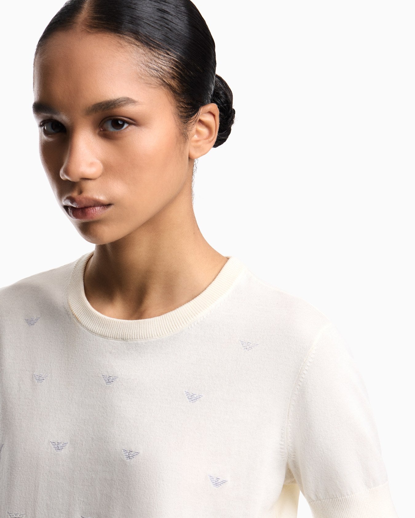 Stockinette Stitch Micro Eagle Embroidered Sweater
