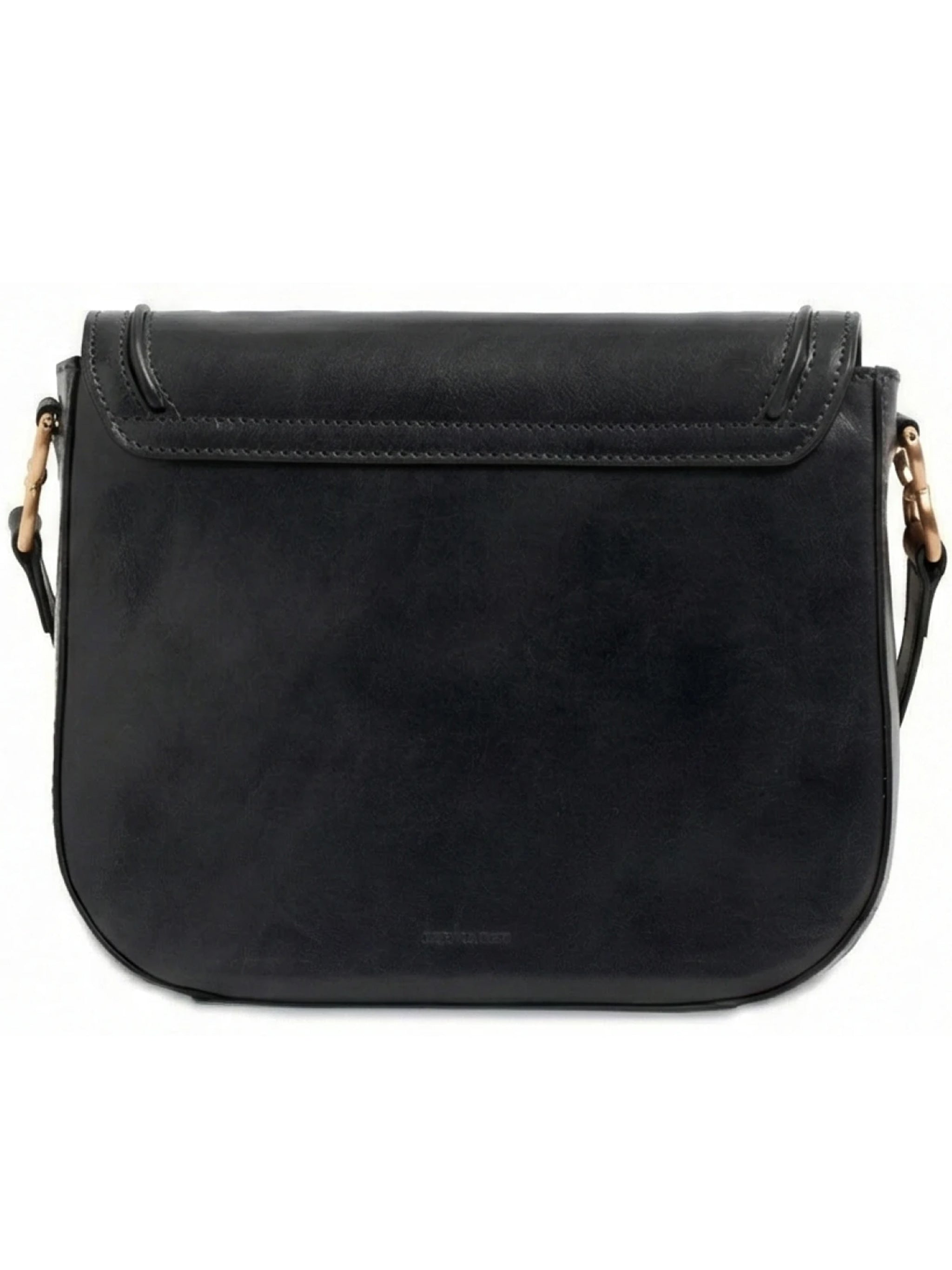 Black Crossbody Structured Leather Satchel
