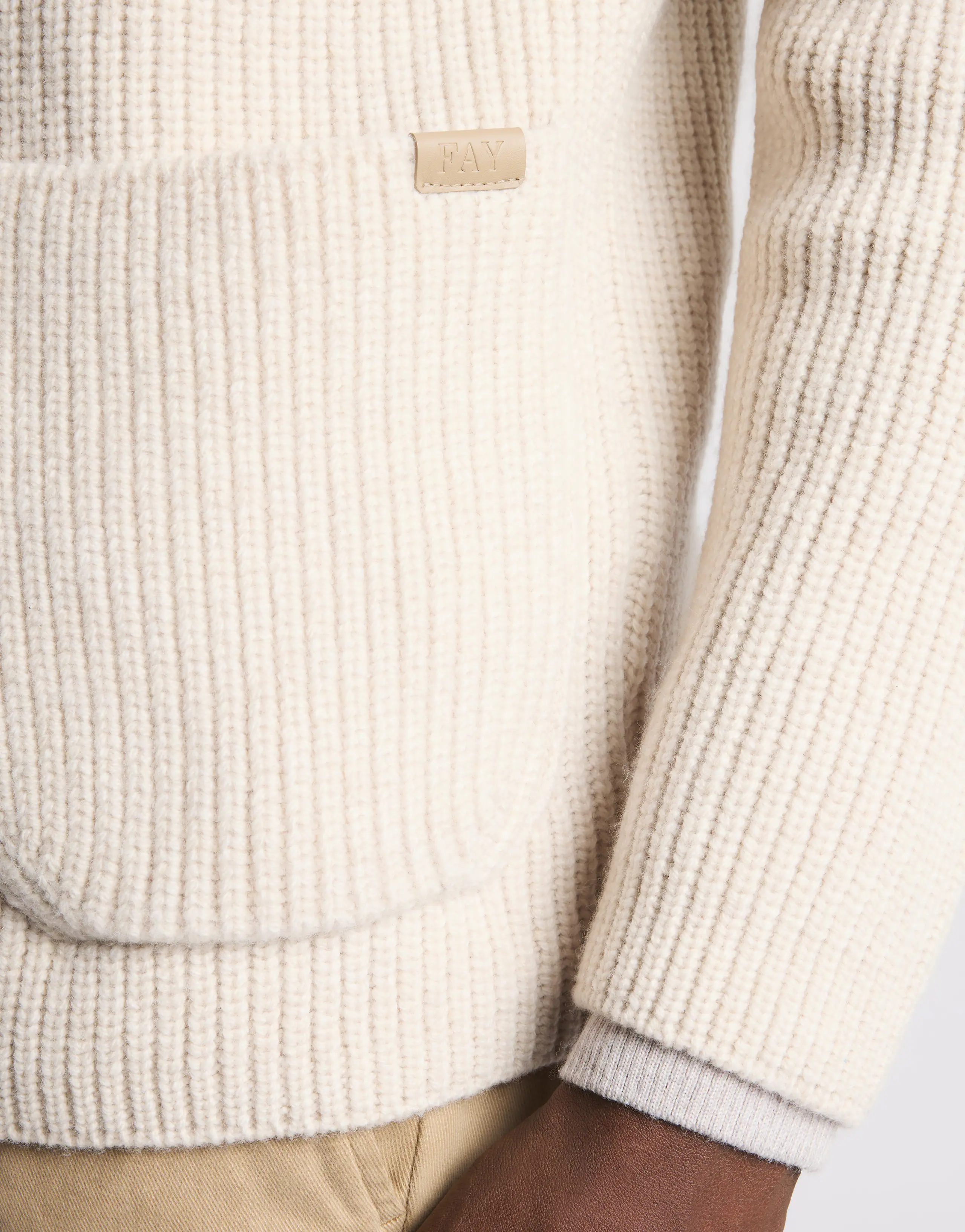 Pearl Rib Knit F.7 Cardigan In White Wool