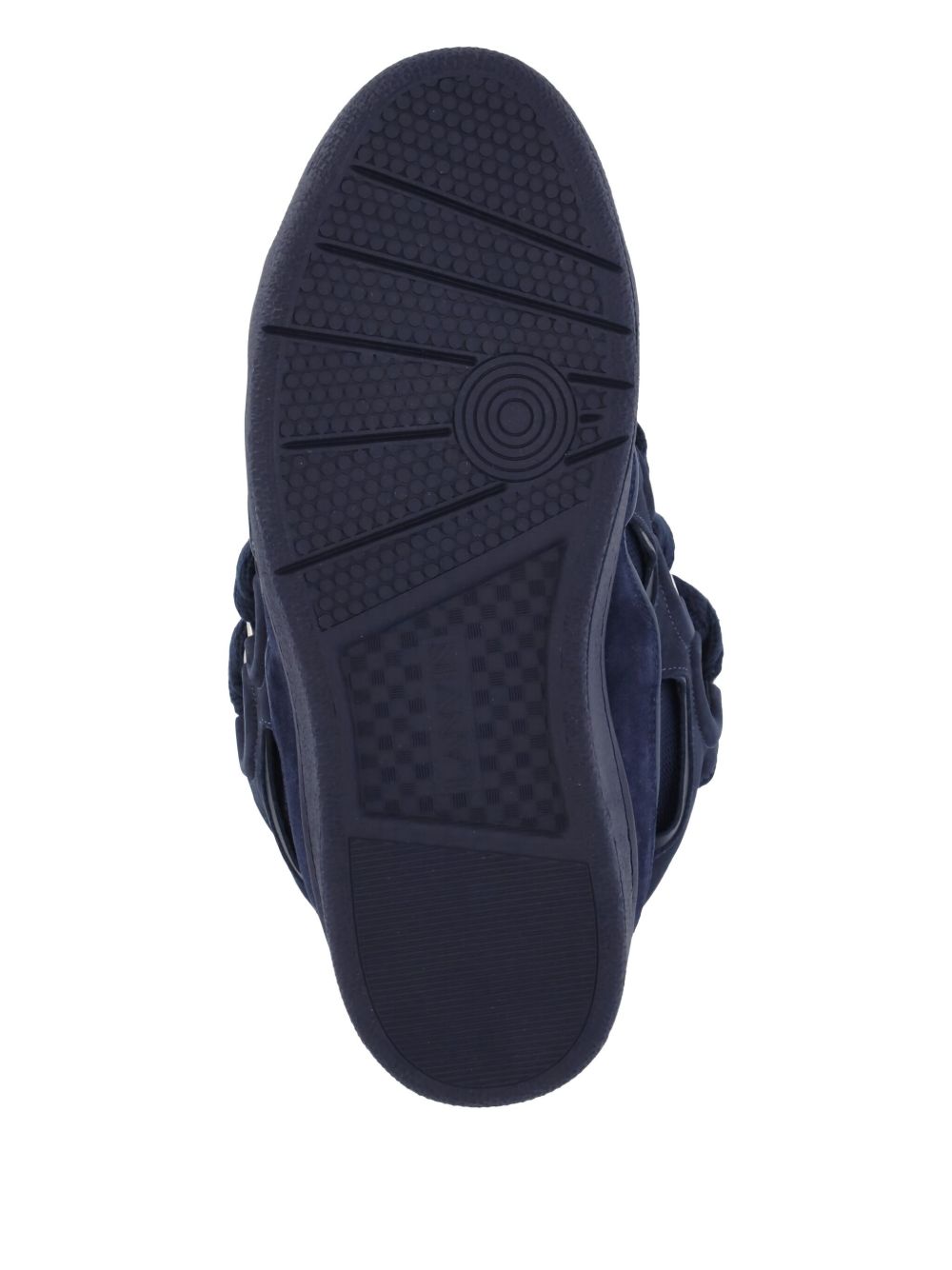 Dark Blue Leather Sneakers with Sculpted Sole